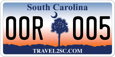 SC license plate OOR005