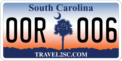 SC license plate OOR006