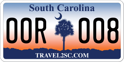 SC license plate OOR008