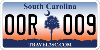 SC license plate OOR009