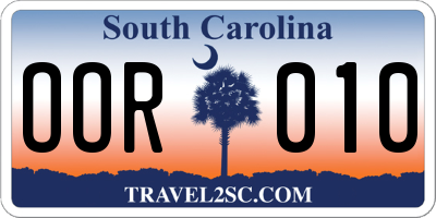 SC license plate OOR010