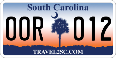 SC license plate OOR012