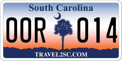 SC license plate OOR014