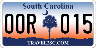 SC license plate OOR015