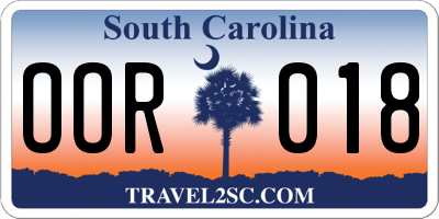 SC license plate OOR018