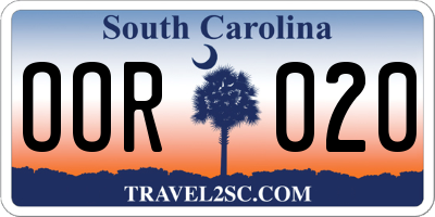SC license plate OOR020