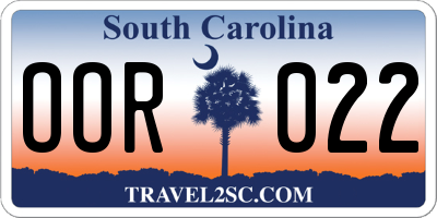 SC license plate OOR022
