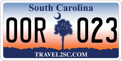 SC license plate OOR023
