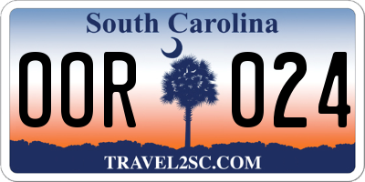 SC license plate OOR024