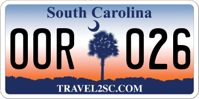 SC license plate OOR026