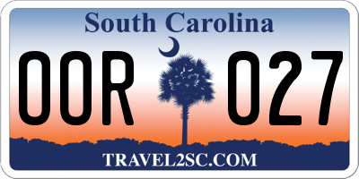 SC license plate OOR027