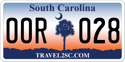 SC license plate OOR028