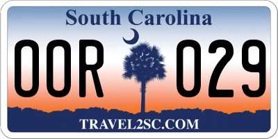 SC license plate OOR029