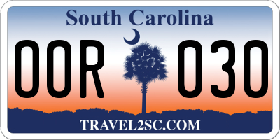 SC license plate OOR030