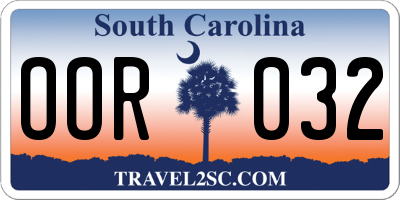 SC license plate OOR032