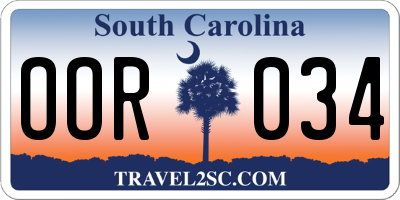 SC license plate OOR034