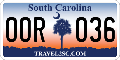 SC license plate OOR036