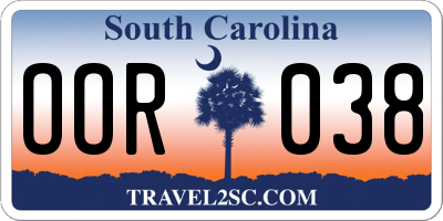 SC license plate OOR038