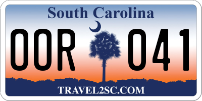 SC license plate OOR041