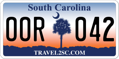 SC license plate OOR042