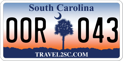 SC license plate OOR043