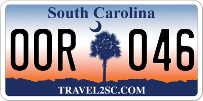 SC license plate OOR046