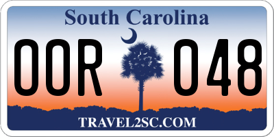SC license plate OOR048