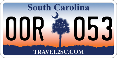 SC license plate OOR053