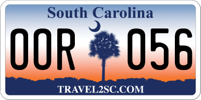 SC license plate OOR056