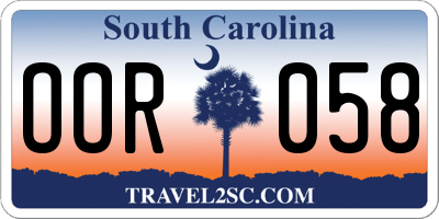 SC license plate OOR058