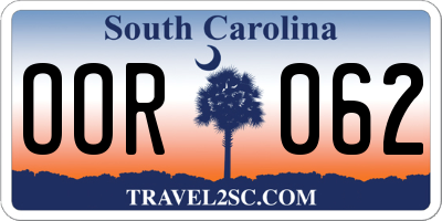 SC license plate OOR062