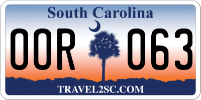 SC license plate OOR063