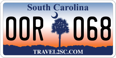 SC license plate OOR068