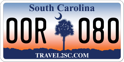 SC license plate OOR080