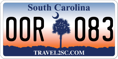 SC license plate OOR083