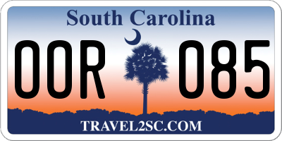 SC license plate OOR085