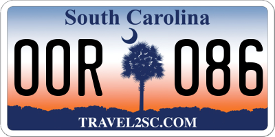 SC license plate OOR086