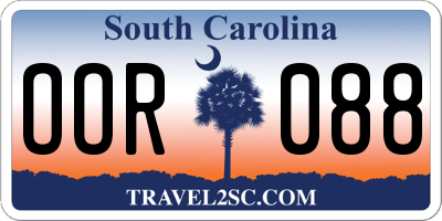 SC license plate OOR088