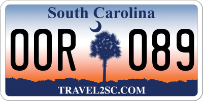 SC license plate OOR089