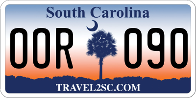SC license plate OOR090