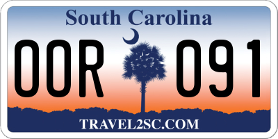 SC license plate OOR091
