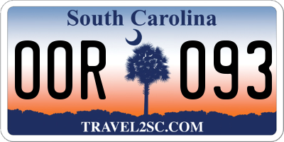 SC license plate OOR093