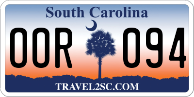 SC license plate OOR094