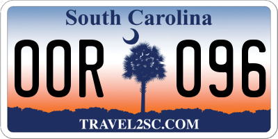 SC license plate OOR096