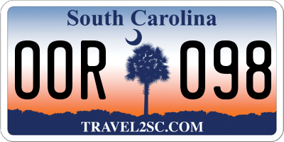 SC license plate OOR098