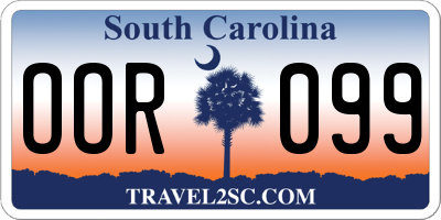 SC license plate OOR099