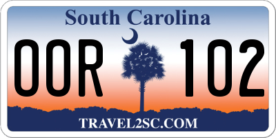 SC license plate OOR102