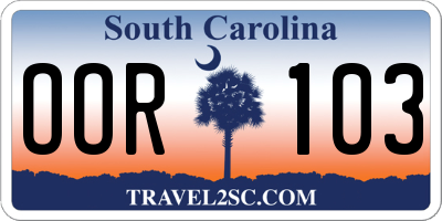 SC license plate OOR103