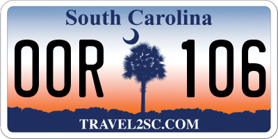 SC license plate OOR106