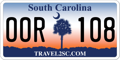 SC license plate OOR108